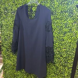 HYFVE Navy Blue Long Sleeve Elegant Relaxed Dress Size M